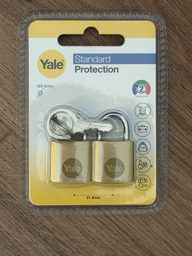 Yale 20mm brass padlock - brass, (pack