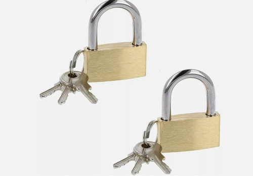 Brass padlock with 2 - 20, mm