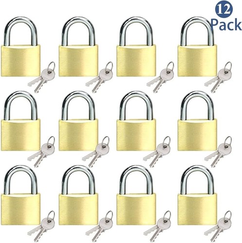 Brass padlocks pack 12 - brass,