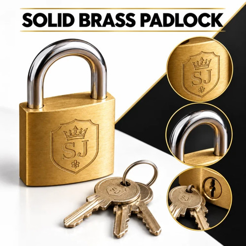 Brass padlock set - padlock, 2-piece