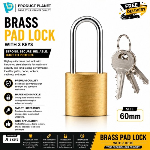 60mm brass padlock long - 60mm,