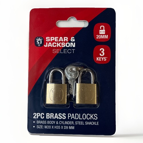 20mm brass padlocks keyed - 2x,