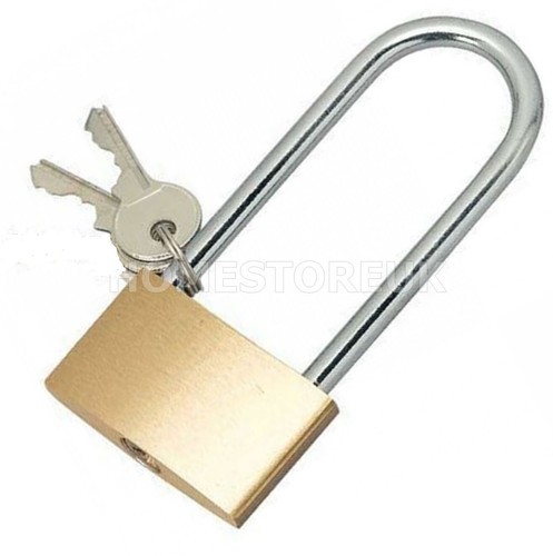Long shackle brass padlock - long,