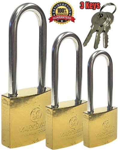 Long shackle padlock brass - long,