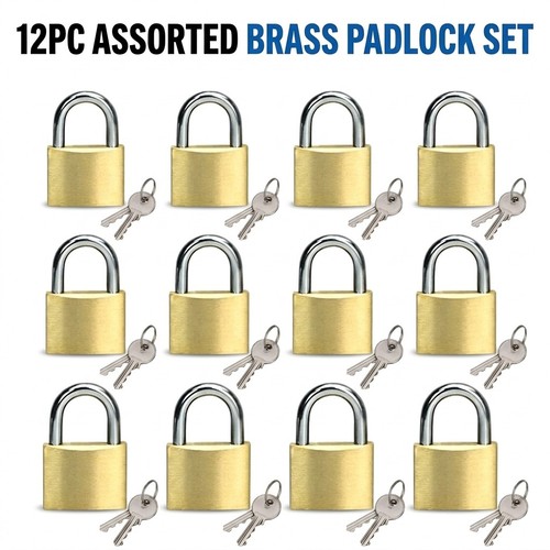 12pc brass padlock set - 12pc, 20mm