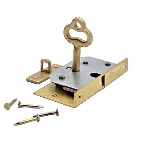 Small brass gold lock - brass, +