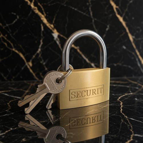 New large padlock - padlock, brass